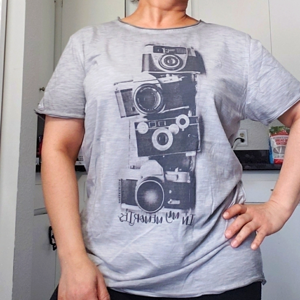 ORGANICATION T-Shirt Antique camera printing 100%  ORGANIC COTTON, Size L